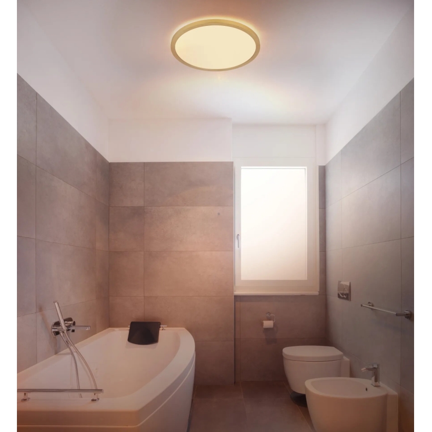 Globo - LED Dimbare badkamer plafondverlichting LED/18W/230V 3000K IP44 diameter 29,4 cm messing