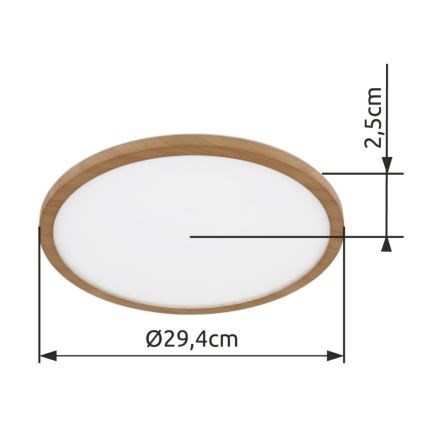Globo - LED Dimbare badkamer plafondverlichting LED/18W/230V diameter 29,4 cm IP44 bruin