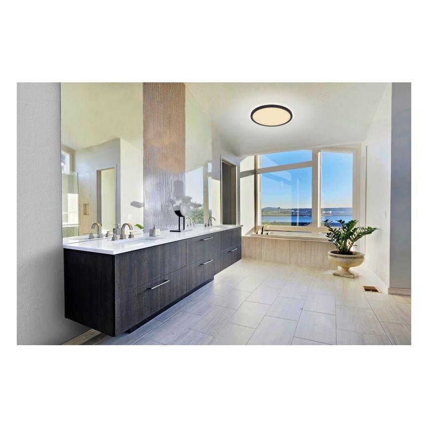Globo - LED Dimbare badkamer plafondverlichting LED/24W/230V diameter 42 cm IP44 zwart