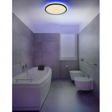 Globo - LED RGB Dimbare badkamer plafondlamp LED/21W/230V 3000-6000K + afstandsbediening IP44 zwart