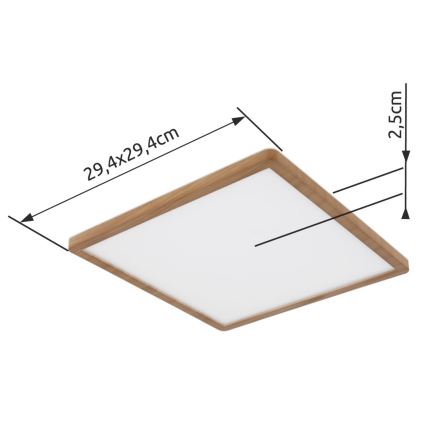 Globo - LED Dimbare badkamer plafondverlichting LED/18W/230V 29,4x29,4 cm IP44 bruin