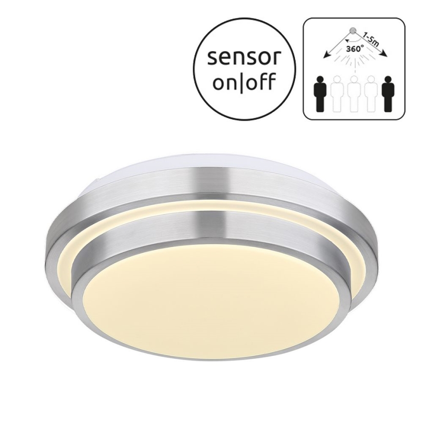 Globo - LED Badkamer Plafondlamp met Sensor LED/18W/230V IP44