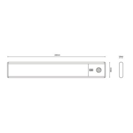 Globo - LED Dimbaar oplaadbaar onder keukenkast licht LED/1,4W/5V 4000K 1100 mAh 24 cm