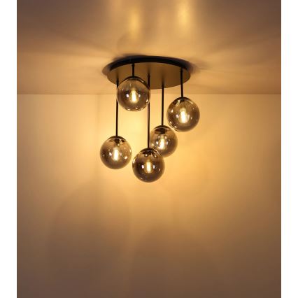 Globo - Plafondkroonluchter 5xE14/25W/230V zwart