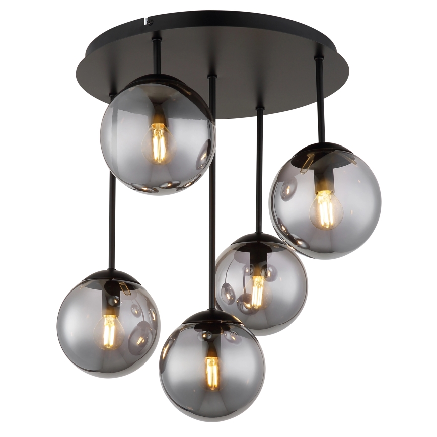 Globo - Plafondkroonluchter 5xE14/25W/230V zwart