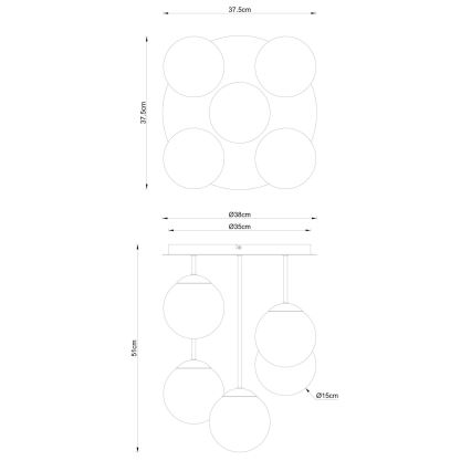 Globo - Plafondkroonluchter 5xE14/25W/230V zwart