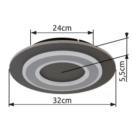 Globo - LED Plafondlamp LED/24W/230V 3000K diameter 32 cm antraciet