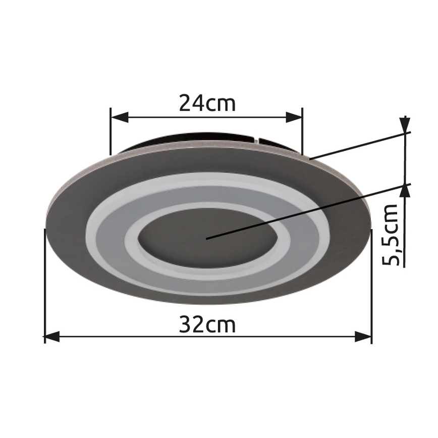 Globo - LED Plafondlamp LED/24W/230V 3000K diameter 32 cm antraciet