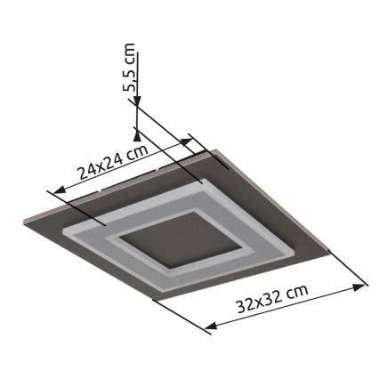Globo - LED Plafondlamp LED/24W/230V 3000K 32x32 cm antraciet