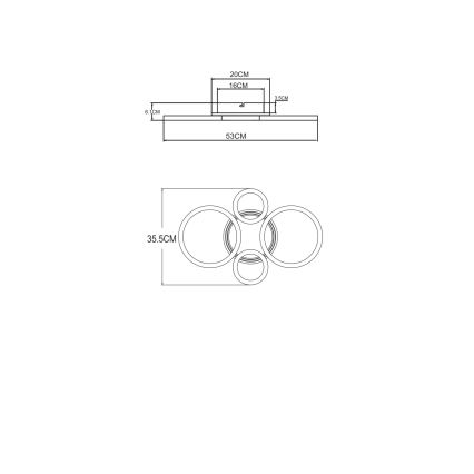 Globo - LED Plafondlamp LED/40W/230V 2700/4500/6500K pr. 35,5x53 cm messing