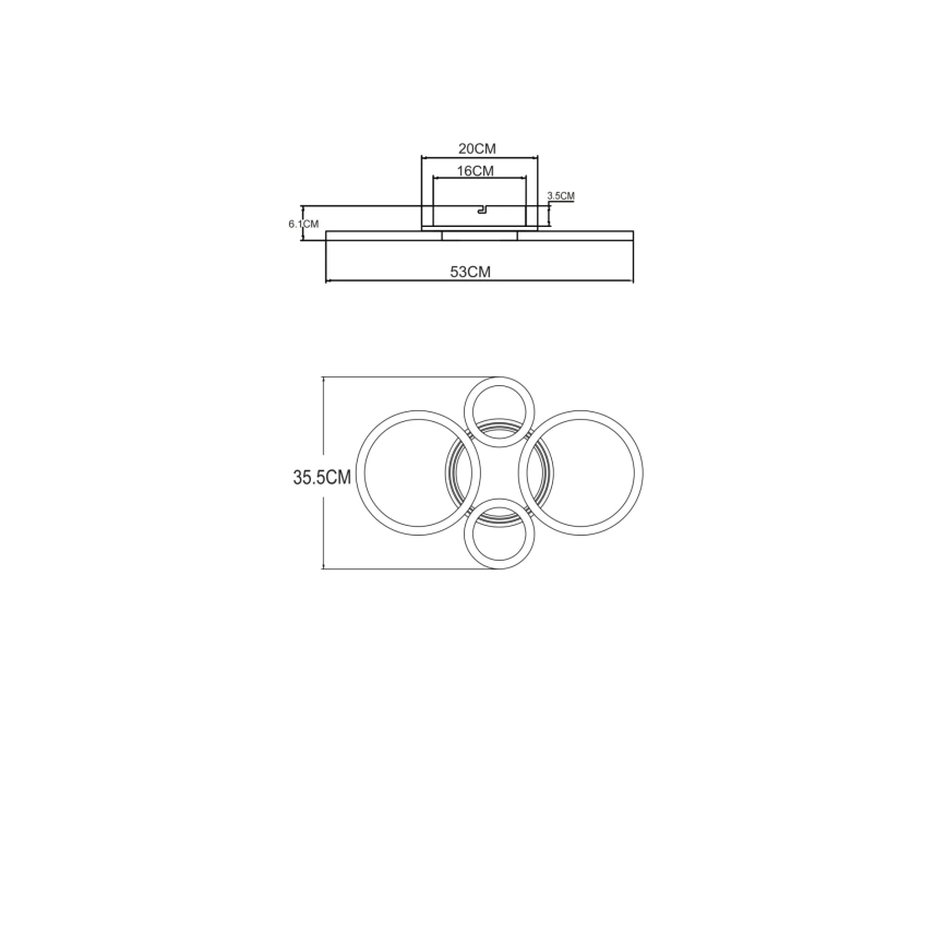 Globo - LED Plafondlamp LED/40W/230V 2700/4500/6500K pr. 35,5x53 cm messing
