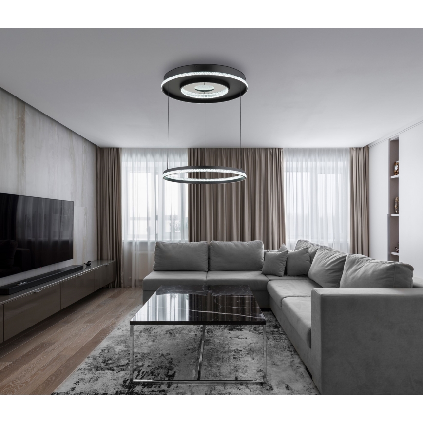 Globo - Dimbare LED hanglamp aan een koord LED/54W/230V 2700-6500K diameter 60 cm zwart + afstandsbediening