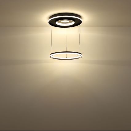 Globo - Dimbare LED hanglamp aan een koord LED/54W/230V 2700-6500K diameter 60 cm zwart + afstandsbediening