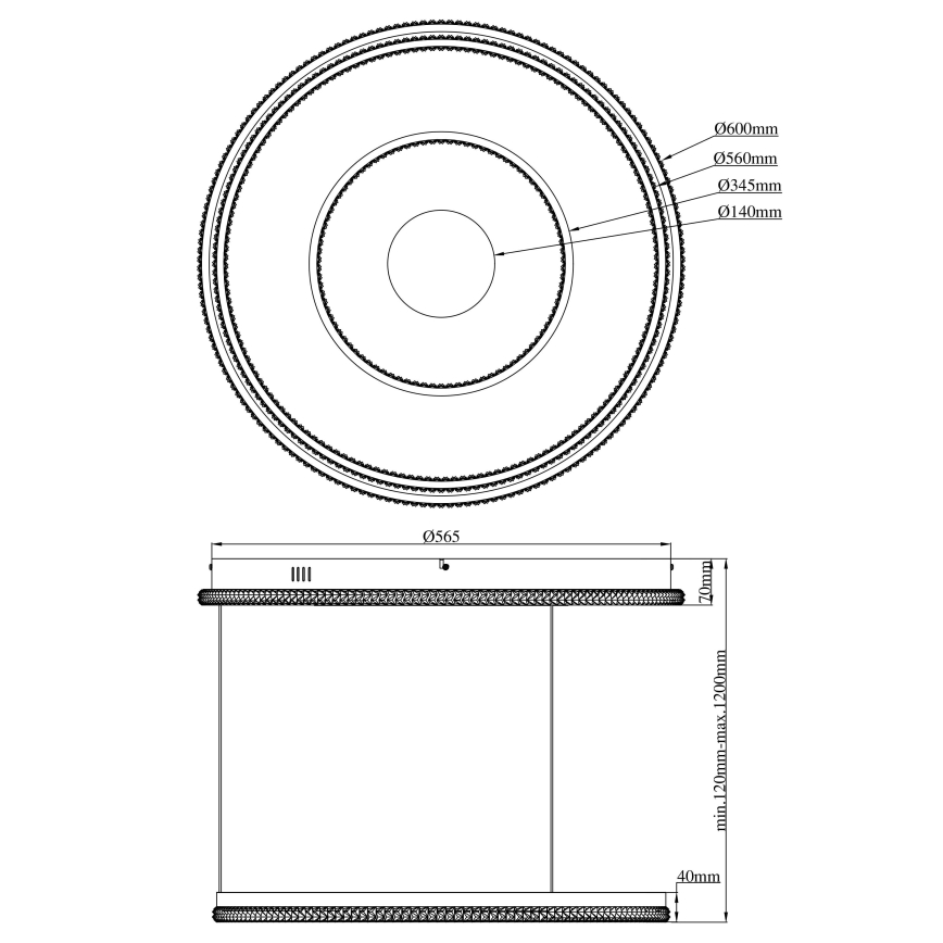 Globo - Dimbare LED hanglamp aan een koord LED/54W/230V 2700-6500K diameter 60 cm zwart + afstandsbediening