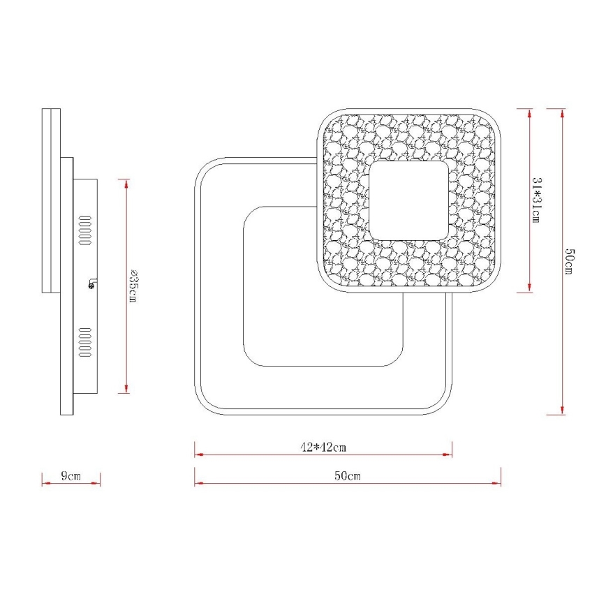 Globo - Dimbare LED-plafondlamp LED/48W/230V 2700-6000K 50x50 cm + afstandsbediening