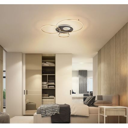 Globo - Dimbare LED plafondlamp LED/54W/230V 2700-6500K 90x70 cm antraciet/goud + afstandsbediening