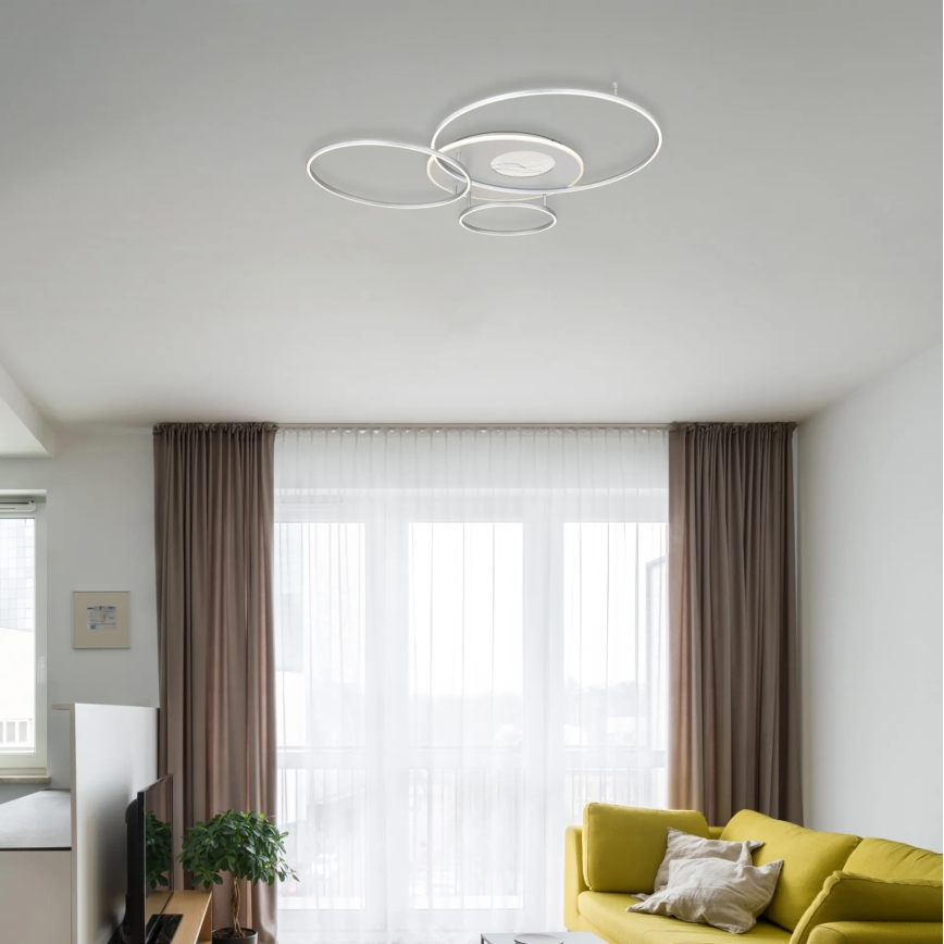 Globo - Dimbare LED-plafondlamp LED/54W/230V 2700–6500K 90x70 cm zilver + afstandsbediening