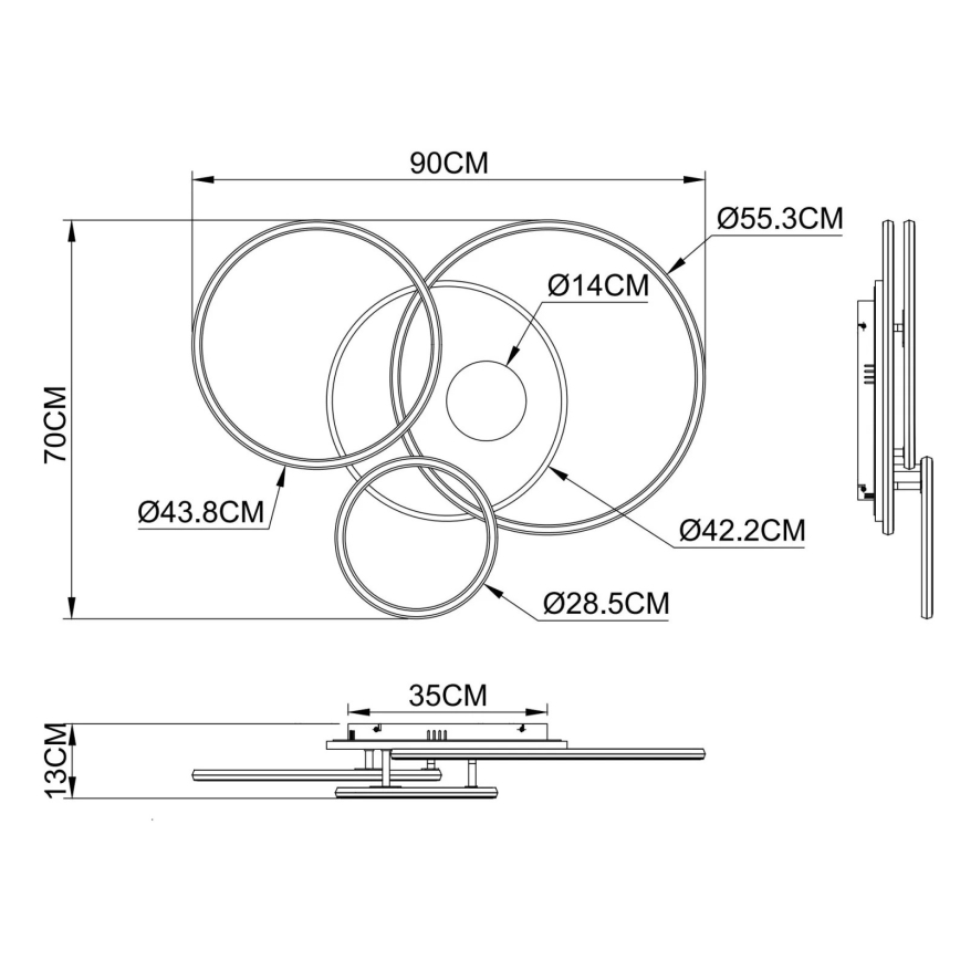 Globo - Dimbare LED-plafondlamp LED/54W/230V 2700–6500K 90x70 cm zilver + afstandsbediening