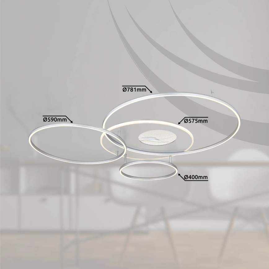 Globo - LED Dimbare plafondlamp LED/70W/230V 2700-6500K Wi-Fi Tuya mat chroom + afstandsbediening