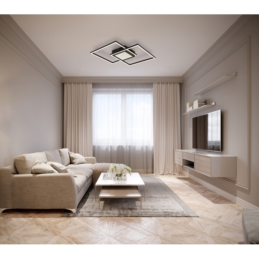 Globo - LED-dimbare plafondlamp LED/32W/230V 2700-6500K 42,6x42,6 cm zwart + afstandsbediening