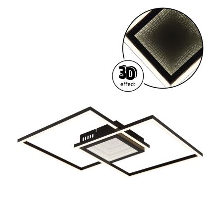 Globo - LED-dimbare plafondlamp LED/32W/230V 2700-6500K 42,6x42,6 cm zwart + afstandsbediening