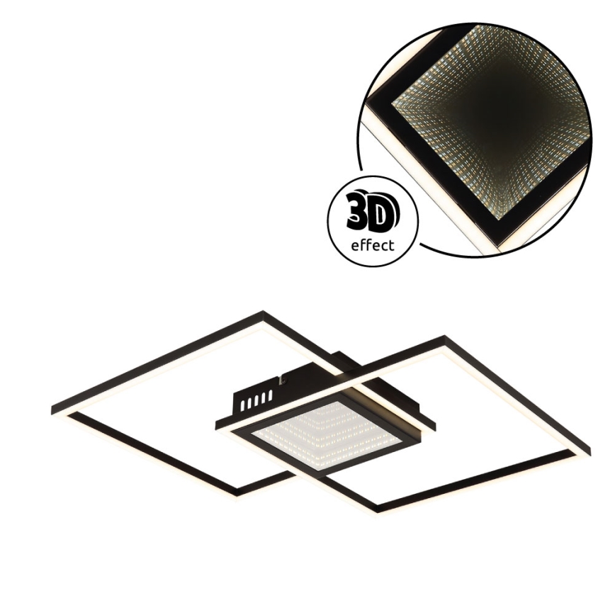 Globo - LED-dimbare plafondlamp LED/32W/230V 2700-6500K 42,6x42,6 cm zwart + afstandsbediening