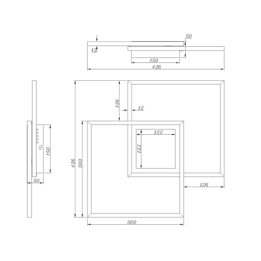 Globo - LED-dimbare plafondlamp LED/32W/230V 2700-6500K 42,6x42,6 cm zwart + afstandsbediening
