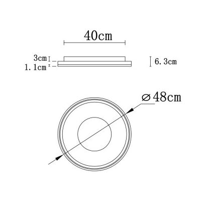 Globo - Dimbare LED plafondlamp LED/48W/230V 2700-6000K diameter 48 cm + afstandsbediening