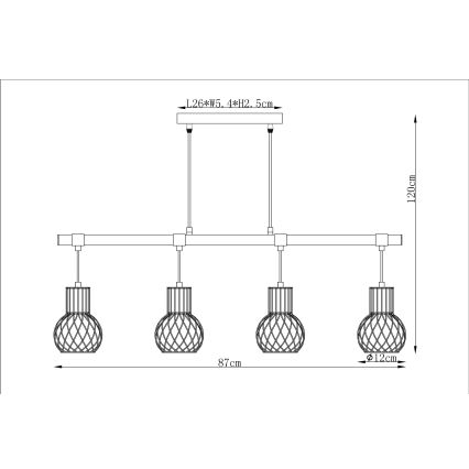 Globo - Hanglamp aan koord 4xE27/40W/230V