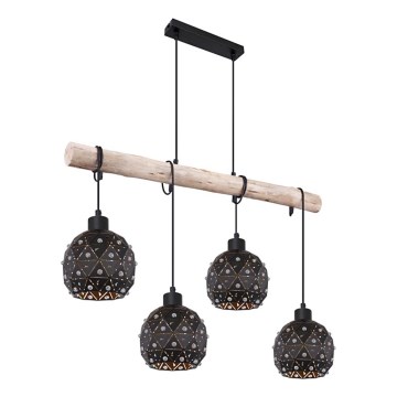 Globo 54029-4H - Hanglamp aan kabel JODIE 4xE27/40W/230V beige/zwart