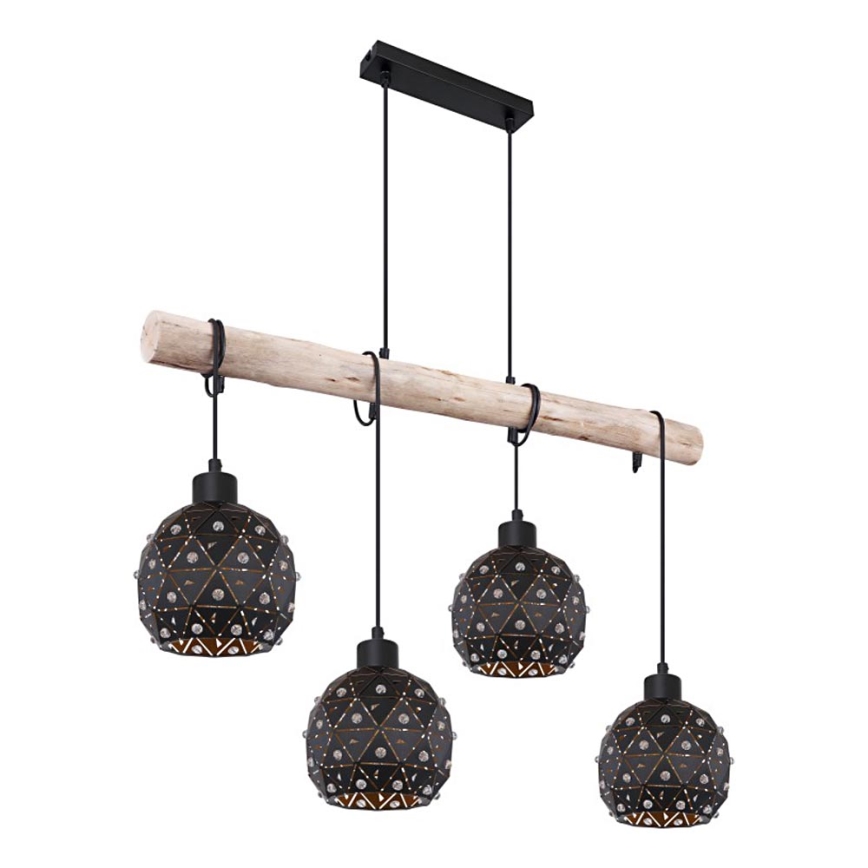 Globo 54029-4H - Hanglamp aan kabel JODIE 4xE27/40W/230V beige/zwart
