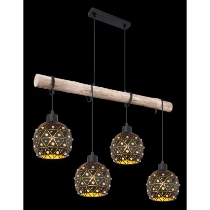 Globo 54029-4H - Hanglamp aan kabel JODIE 4xE27/40W/230V beige/zwart