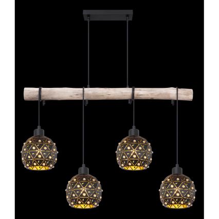 Globo 54029-4H - Hanglamp aan kabel JODIE 4xE27/40W/230V beige/zwart