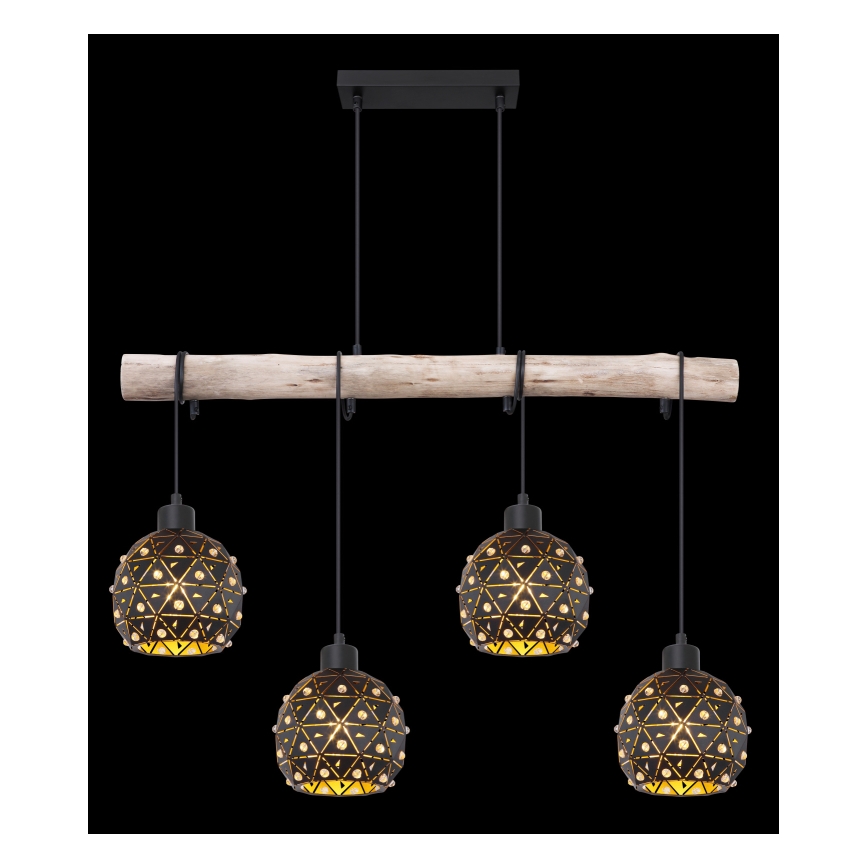 Globo 54029-4H - Hanglamp aan kabel JODIE 4xE27/40W/230V beige/zwart
