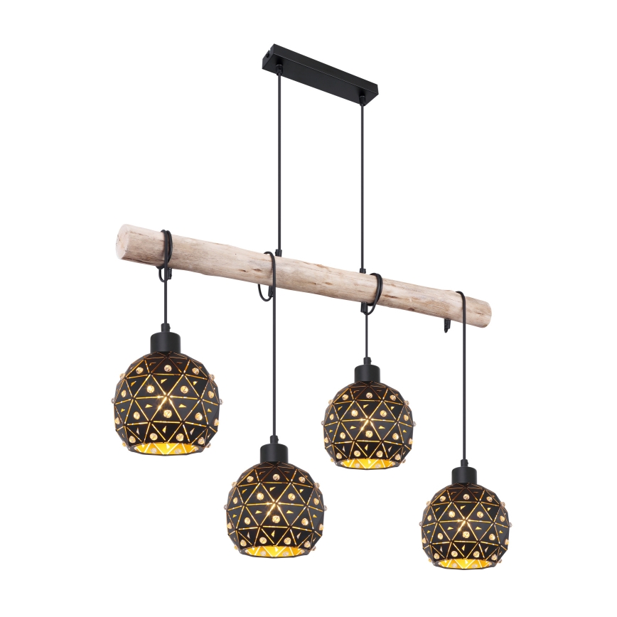 Globo 54029-4H - Hanglamp aan kabel JODIE 4xE27/40W/230V beige/zwart