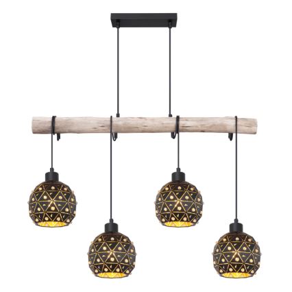 Globo 54029-4H - Hanglamp aan kabel JODIE 4xE27/40W/230V beige/zwart