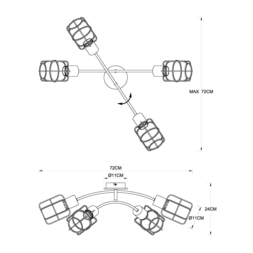 Globo - Plafondkroonluchter 4xE27/40W/230V