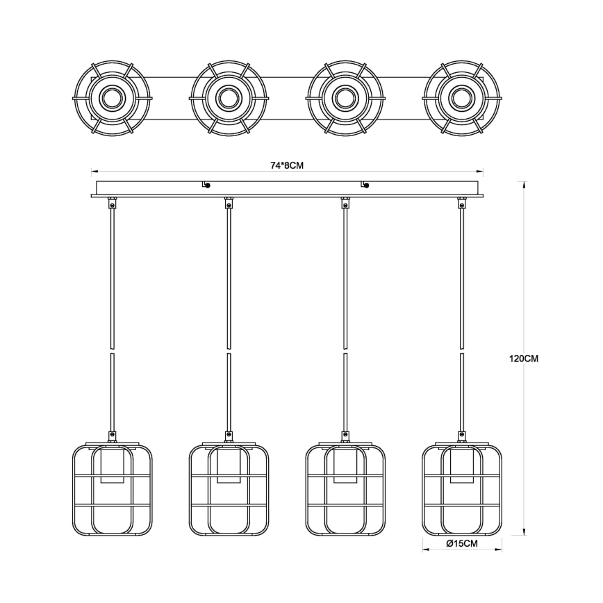 Globo - Hanglamp met kabel 4xE27/40W/230V