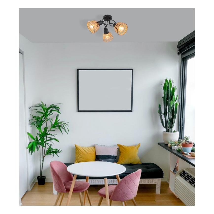 Globo - Bevestigde hanglamp 3xE27/15W/230V bamboe