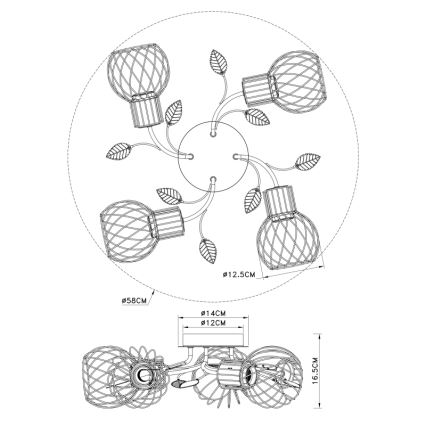 Globo - Hanglamp voor Oppervlak Montage 4xE27/40W/230V