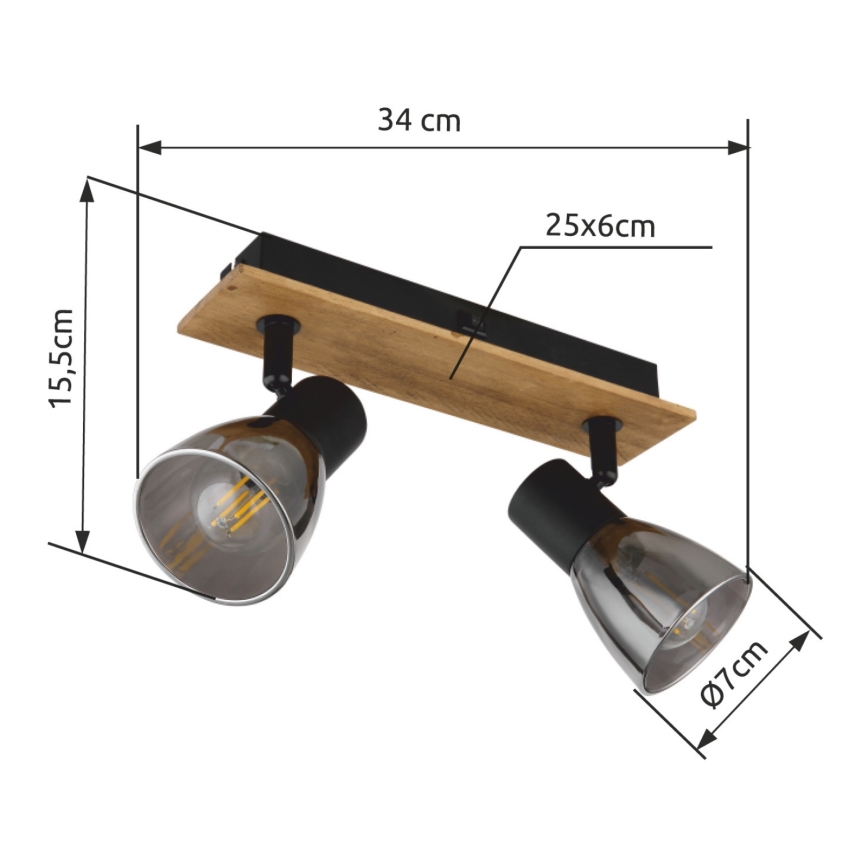 Globo - Wandspot 2xE14/40W/230V zwart/hout