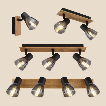 Globo - Wandspot 2xE14/40W/230V zwart/hout