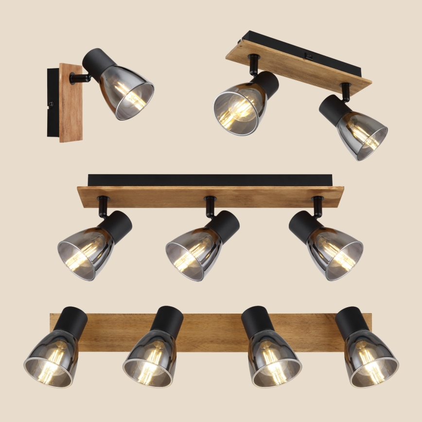 Globo - Wandspot 2xE14/40W/230V zwart/hout