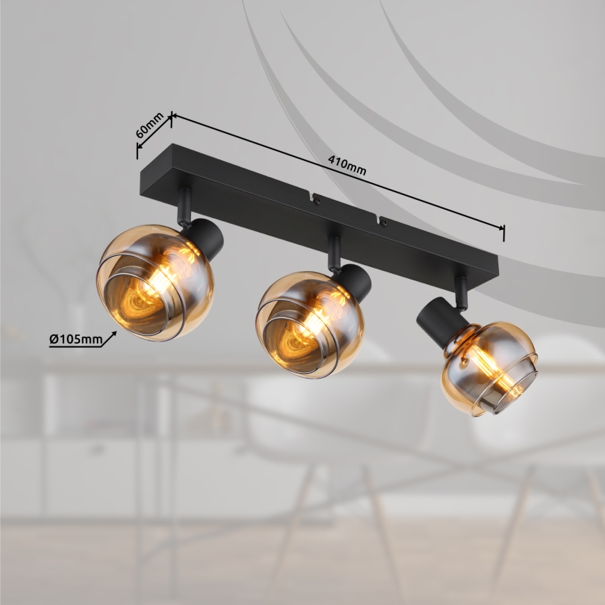 Globo - 3-lichts plafondspot 3x E14/40W/230V zwart
