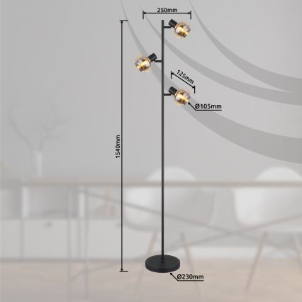 Globo - Vloerlamp 3xE14/40W/230V zwart