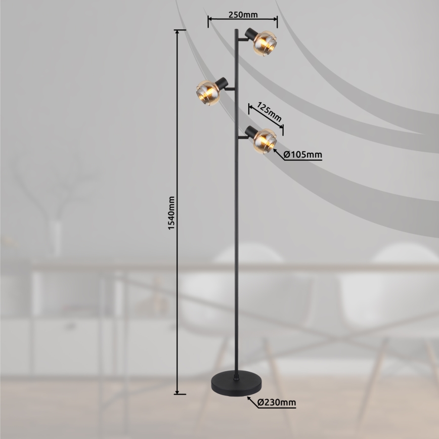 Globo - Vloerlamp 3xE14/40W/230V zwart