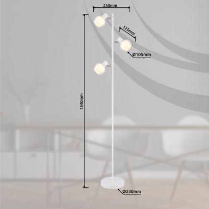 Globo - Vloerlamp 3xE14/40W/230V wit