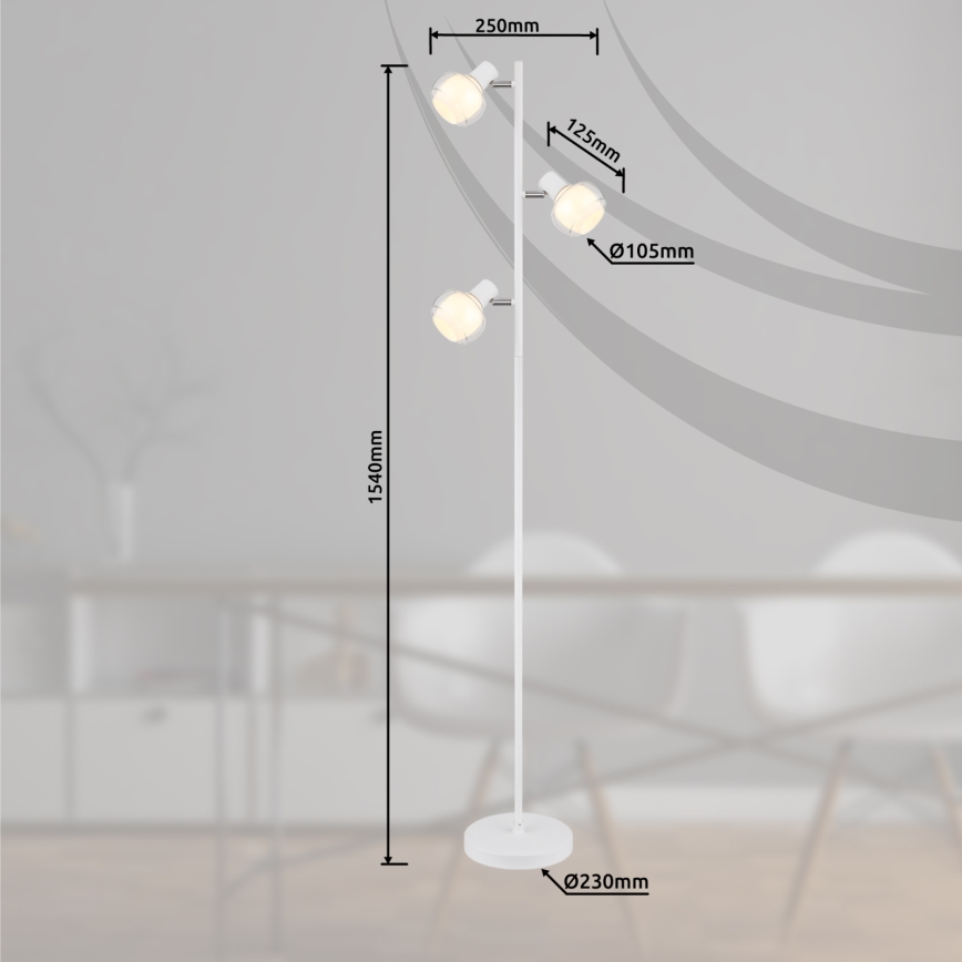 Globo - Vloerlamp 3xE14/40W/230V wit