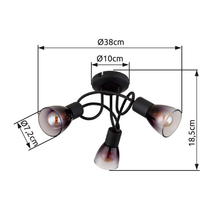 Globo - Bevestigde hanglamp 3xE14/25W/230V zwart