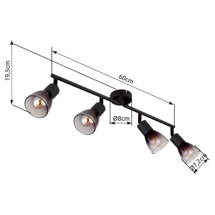 Globo - Spot 4xE14/25W/230V zwart